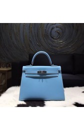 High Quality Imitation Hermes Kelly 28cm Epsom Calfskin Sellier Rigide Bag Handstitched Palladium Hardware, Celeste 7N RS10587