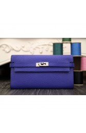 High Quality Replica Hermes Kelly Longue Wallet In Electric Blue Clemence Leather RS05600