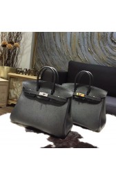 Imitation Hermes Birkin 25cm Epsom Calfskin Bag Handstitched Gold/Palladium Hardware, Noir CK89 RS13143