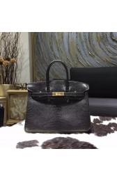 Imitation Hermes Birkin 25cm Lizard Skin Bag Gold Hardware Handstitched, Noir CK89 RS12362