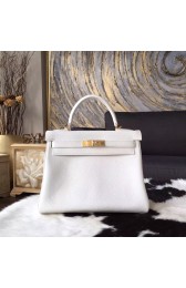 Imitation Hermes Kelly 25cm/28cm/32cm Togo Calfskin Bag Handstitched Gold/Palladium Hardware, Blanc RS20946