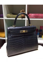 Imitation Hermes Kelly 28cm Matte Alligator Gold Hardware, Noir C89 RS12046