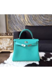 Imitation Hermes Kelly 28cm Togo Calfskin Bag Handstitched Palladium Hardware, Lagon Blue 7V RS10773