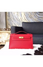 Imitation Hermes Mini Kelly Pochette 22cm Epsom Calfskin Leather Gold Hardware, Rouge Casaque Q5 RS11091