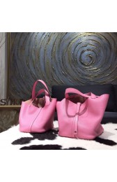 Imitation Hermes Picotin Lock Bag 18cm/22cm Taurillon Clemence Palladium Hardware Hand Stitched, Pink 5P RS02888