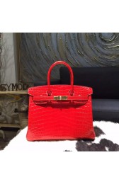 Imitation High Quality Hermes 30cm Shiny Alligator Crocodile Birkin Gold Hardware Handstitched, Braise CK95 RS00317