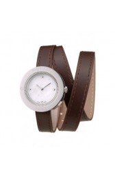 Imitation Top Hermes Classic MOP Dial Brown Elongated Leather Strap RS23243