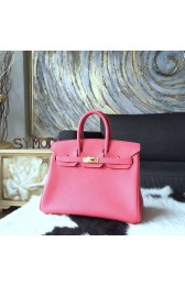 Knockoff Hermes Birkin 25cm Togo Calfskin Original Leather Bag Handstitched Palladium Hardware, Rose Lipstick U5 RS15716