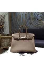 Knockoff Hermes Birkin 35cm Togo Calfskin Leather Bag Palladium Hardware Handstitched, Etoupe CK18 RS03275