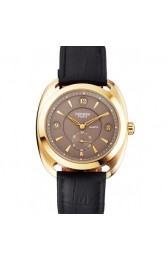 KNOCKOFF HERMES DRESSAGE GRAY DIAL GOLD CASE BLACK LEATHER STRAP RS23241