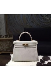 Knockoff Hermes Kelly 28cm Taurillon Clemence Bag Handstitched Gold Hardware, Pearl Grey CK80 RS18934