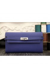 Knockoff Hermes Kelly Longue Wallet In Electric Blue Epsom Leather RS15274