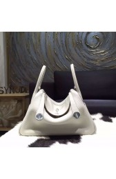 Knockoff Hermes Lindy 26cm/30cm Taurillon Clemence Bag Hand Stitched Palladium Hardware, Pearl Grey CK80 RS12122