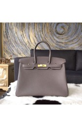 Luxury Hermes Birkin 35cm Togo Calfskin Leather Bag Gold Hardware Handstitched, Etain 8F RS00250