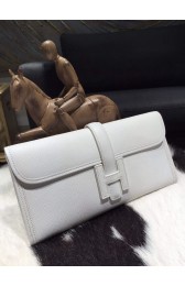 Luxury Hermes Jige Elan Clutch 29cm Epsom Calfskin Handstitched, Blanc CK01 RS08391