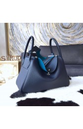Quality Hermes Bi-Color Lindy 30cm Taurillon Clemence Calfskin Bag Handstitched, Blue Saphir CK73/Blue Izmir 7W RS05946