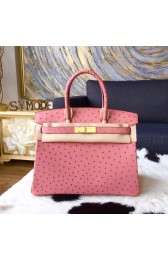 Replica AAA Hermes Autruche Ostrich Birkin 30cm Bag Handstitched Gold Hardware, Terre Cuite CC94 RS07391