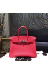 Replica Hermes Birkin 30cm Togo Calfskin Bag Handstitched Palladium Hardware, Rouge Piovine 2R RS15384