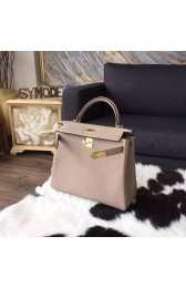 Replica Hermes Kelly 25cm Togo Calfskin Bag Handstitched Gold Hardware, Gris Tourterelle CK81 RS21052