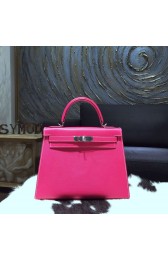 Replica Hermes Kelly 28cm Epsom Calfskin Sellier Rigide Bag Handstitched Palladium Hardware, Rose Tyrien E5 RS13064