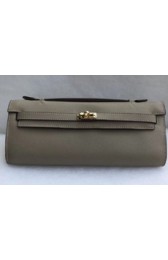 Replica Hermes Kelly 31cm Wallet Autruche Ostrich Skin Handstitched, Fuschia Grey 5J RS07573