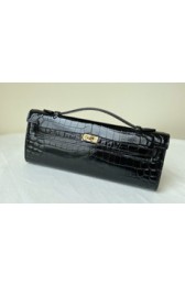 Replica Hermes Kelly 31cm Wallet Handstitched, Fuschia Black 5J RS07578