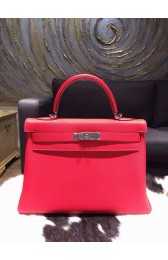 Replica Hermes Kelly 32cm Togo Calfskin Palladium Hardware Handstitched, Rouge Casaque Q5 RS18766
