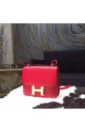 Replica High Quality Hermes Constance 18cm Epsom Calfskin Original Leather Handstitched Gold Hardware, Rouge Casaque Q5 RS07166