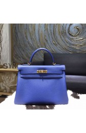 Replica Luxury Hermes Kelly 28/32cm Togo Calfskin Original Leather Bag Hand Stitched, Blue Electric 7T RS16417
