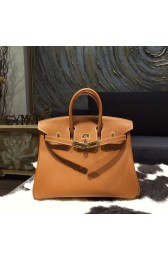 Replica Quality Hermes Birkin 25cm Epsom Calfskin Bag Handstitched Gold Hardware, Gold CK37 RS16636