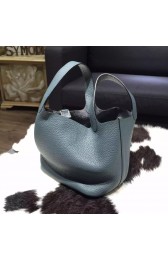 Replica Quality Hermes Picotin Lock Bag 18cm/22cm Taurillon Clemence Palladium Hardware Hand Stitched, Blue Tempete N7 RS10624