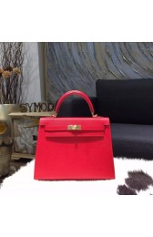 Replica Top Hermes Kelly 28cm Epsom Calfskin Bag Gold Hardware Handstitched, Rouge Casaque Q5 RS16777
