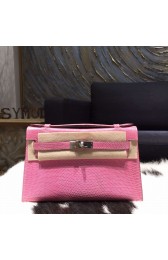 Sale 1:1 Hermes Mini Kelly Pochette 22cm Lizard Palladium Hardware Handstitched, Pink 5P RS16715