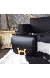 Sale 1:1 Imitation Hermes Constance 19cm Box Calfskin Original Leather Handstitched Gold Hardware, Noir RS15057