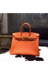 Top Hermes Birkin 35cm Togo Calfskin Leather Bag Gold Hardware Handstitched, Orange CK93 RS17308